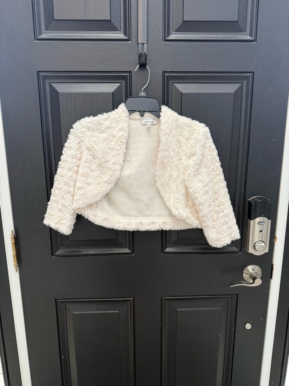 Signature by Robbie Bee Cream Faux Fur Cropped Bolero Jacket